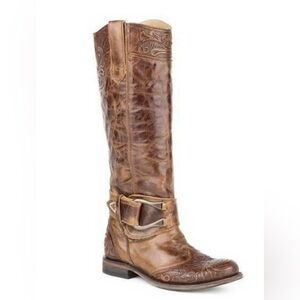 Women’s Stetson Leather Paisley Knee High Boots Size 9.5